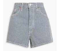 90s striped denim shorts - Blue