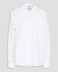 Claudie Pierlot Broderie anglaise-trimmed cotton-poplin shirt - White White