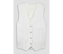 Pinstriped cotton-twill vest - White