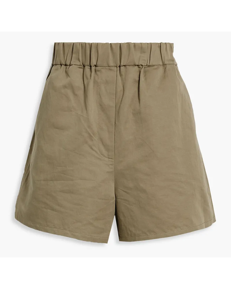 tibi Cotton and linen-blend shorts - Neutral Neutral