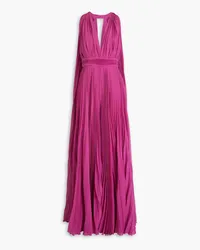 Zuhair Murad Pleated cutout chiffon wide-leg jumpsuit - Pink Pink