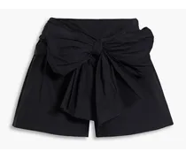 Bow-embellished cotton-blend shorts - Black