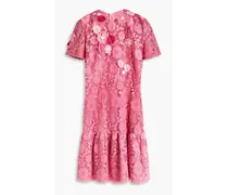 Floral-appliquéd guipure lace mini dress - Pink