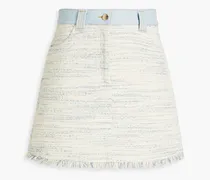 Bertille cotton-blend bouclé-tweed mini skirt - White