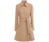 Double-breasted belted felt coat - Brown