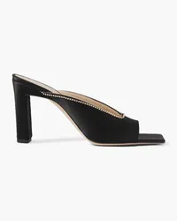 WANDLER Isa crystal-embellished satin mules - Black Black