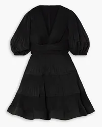 Zimmermann Ruffled tiered plisse-chiffon mini dress - Black Black