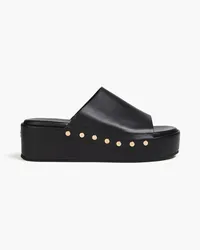 Maje Studded leather platform mules - Black Black