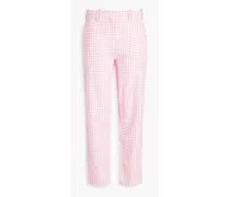 Gingham cotton tapered pants - Pink