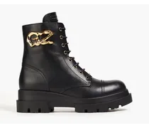 Tankie embellished leather combat boots - Black