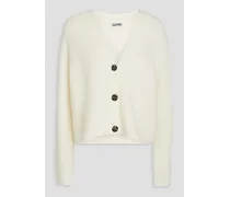 Brushed ribbed-knit cardigan - White