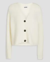 Ganni Brushed ribbed-knit cardigan - White White