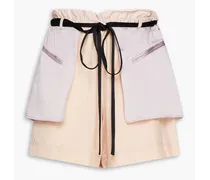 Belted two-tone woven shorts - Pink