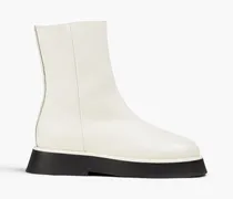 Textured-leather platform ankle boots - White