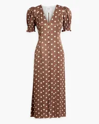 SLEEPER Bella polka-dot satin midi dress - Brown Brown