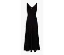 Ivie crepe-paneled satin midi dress - Black