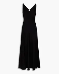 Halston Ivie crepe-paneled satin midi dress - Black Black