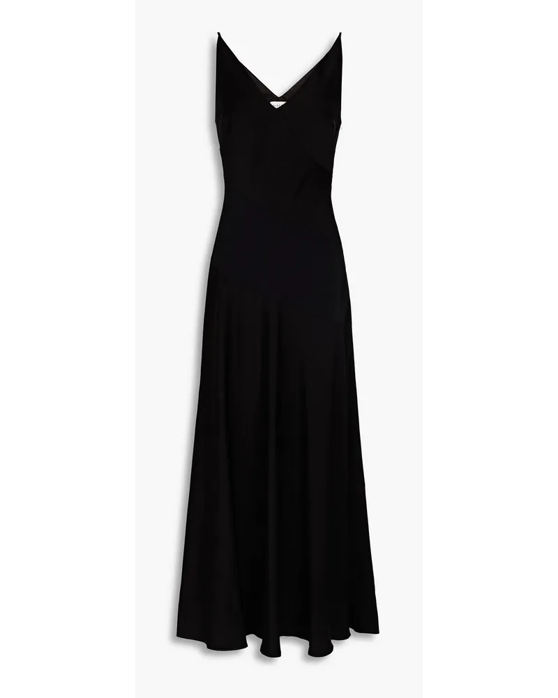 Halston Ivie crepe-paneled satin midi dress - Black Black