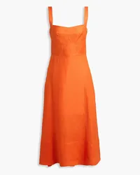 Saloni Rachel linen midi dress - Orange Orange