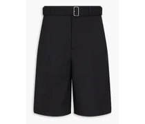 Belted twill shorts - Black