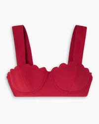 Marysia North scalloped seersucker underwired bikini top - Red Red