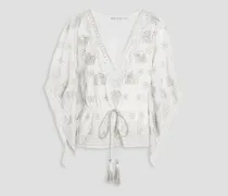 Alice Olivia - Sharita embellished crepe de chine blouse - White