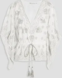 Alice + Olivia Alice Olivia - Sharita embellished crepe de chine blouse - White White