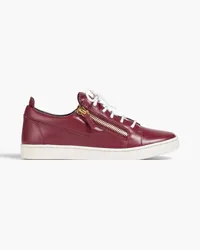 Giuseppe Zanotti Zip-detailed leather sneakers - Burgundy Burgundy