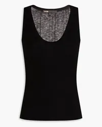 Maje Lyocell and wool-blend ribbed jersey tank - Black Black