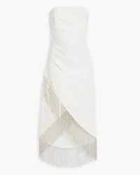 Marchesa Strapless fringed crepe dress - White White