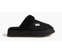 Shearling platform slippers - Black