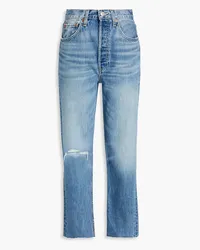 RE/DONE Distressed high-rise tapered jeans - Blue Blue