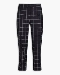 Thom Browne Cropped checked wool-twill straight-leg pants - Blue Blue