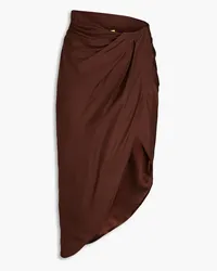 GAUGE81 Asymmetric draped silk-cady mini skirt - Brown Brown