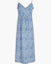 Baum und Pferdgarten Adianna leopard-print cotton-seersucker midi dress - Blue Blue