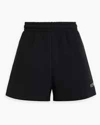 ROTATE Birger Christensen Crystal-embellished cotton-fleece shorts - Black Black