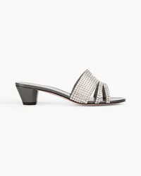 Gina Vida crystal-embellished patent-leather mules - Gray Gray