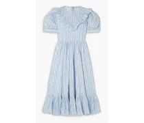 Laura Ashley May ruffled printed cotton-poplin midi dress - Blue