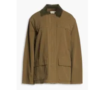 Melvin corduroy-paneled quilted denim jacket - Green