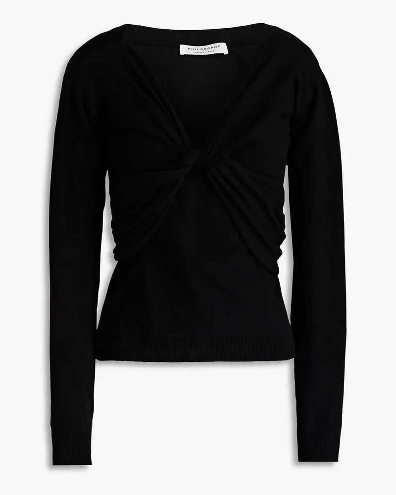 Philosophy Di Lorenzo Serafini Twist-front cotton sweater - Black Black