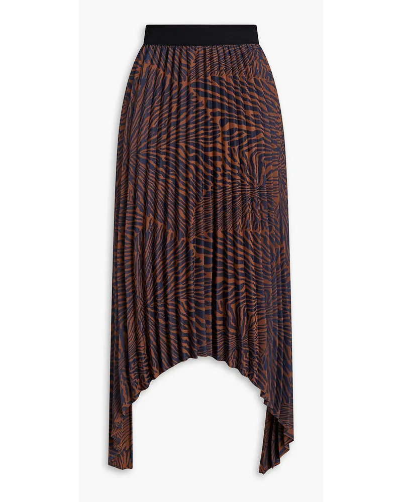 By Malene Birger Nicadora pleated zebra-jacquard midi skirt - Brown Brown