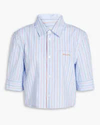 Marni Cropped striped cotton-poplin shirt - Blue Blue