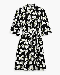 Diane von Furstenberg Beata floral-print cotton-jacquard mini shirt dress - Black Black