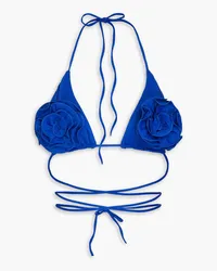 Magda Butrym Appliquéd halterneck triangle bikini top - Blue Blue