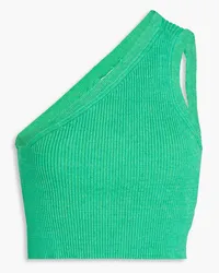 Jacquemus Ascu one-shoulder ribbed linen-blend top - Green Green