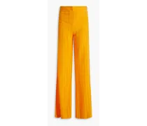 Vichy checked cupro flared pants - Orange