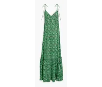 Open-back floral-print jacquard maxi dress - Green