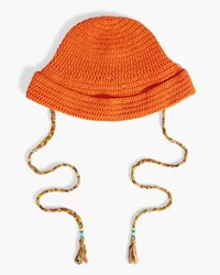 Alanui Embellished crocheted cotton bucket hat - Orange Orange