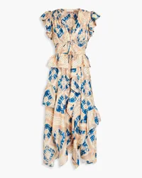 Ulla Johnson Avia ruffled printed silk-twill midi dress - Neutral Neutral