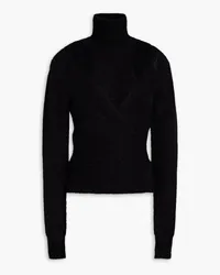 Ganni Cutout brushed alpaca-blend turtleneck sweater - Black Black